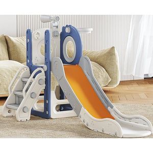 Spatiu de joaca pentru copii Nichiduta Garden bluewhite, de interiorexterior, cu tobogan, balustrada de sustinere, treptele late, dimensiune 153 x 67 x 80 cm imagine