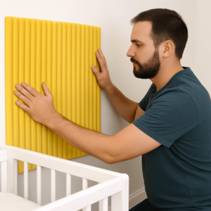 Panou decorativ pentru perete Car Boy Safety galben din spuma 600x900x9 mm imagine