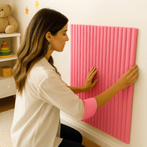 Panou decorativ pentru perete Car Boy Safety roz din spuma 600x900x9 mm imagine