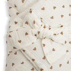 Paturica de infasat din muselina New Baby Little Heart 75x75 cm inchidere cu panglica imagine