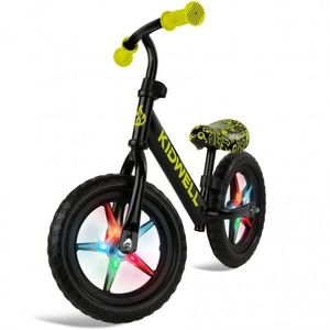 Bicicleta fara pedale Kidwell Rebel Neon Yellow, roti din spuma eva cu lumini led imagine