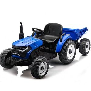 Tractor cu remorca Nichiduta Speed Track Blue, acumulator 24V8Ah, 2 motoare x 200w, roti EVA, scaun din piele, faruri cu lumini led, sezut spatios, telecomanda 2.4G, design realistic imagine