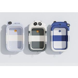 Cadita pentru bebelusi Little Mom Baby Astronaut Blue, design inovator ultra-pliabil cu pernuta detasabila , termometru display digital incorporat, dop scurgere, picioruse antiderapante, dimensiune 69 x 43 x 20.7 cm l imagine