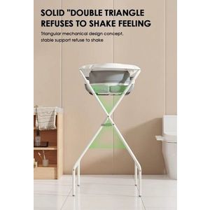 Set Cadita pliabila pentru copii Little Mom BabyComfort Grey, cu suport metalic, pliabil si afisaj de temperatura, design 2 in 1, modern, robust si durabil imagine