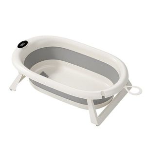 Cadita pliabila cu suport anatomic LittleMom AquaNestGrey, ultra-compacta, cu termometru digital integrat, dop de drenaj, dimensiune 89.5 x 47 x 22 cm imagine