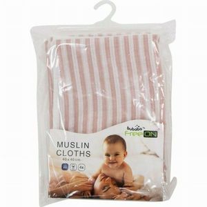 Set 4 lavete Bubaba Pink Strip din muselina 40x40 cm imagine