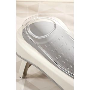 Suport de baie pentru bebelusi, Little Mom AquaLounge Grey, design ergonomic pliabil, usor de transportat, prevazut cu tetiera, suprafata texturata cu orificii de drenaj, material non-toxic, dimensiune 26.5 x 50 x 17 cm imagine