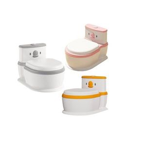 Olita muzicala pentru copii Little Mom HappyFlush Grey, model educativ cu design realist tip minitoaleta, cu adaptor moale din spuma PU, vas colector detasabil, suport pentru hartie igienica imagine