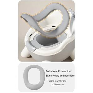 Olita pentru copii Little Mom Pipolino Grey, design ergonomic 2 in 1, cu adaptor moale din spuma PU, vas colector detasabil, baza anti-alunecare, protectie antistropire, dimensiune 32 x 35.5 x 32.5 cm imagine
