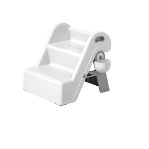 Inaltator pliabil cu doua trepte pentru copii Little Mom FoldStep Baby White, design compact si ergonomic, cu maner integrat si accesoriu practic detasabil imagine