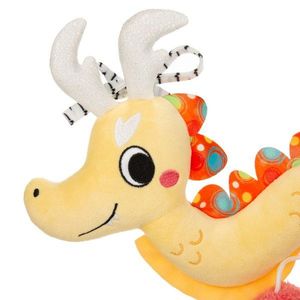 Jucarie de plus spirala senzoriala Akuku Dragonul Peek-a-Boo pentru caruciorpatutscoica auto, cu oglinda si zornaitoare, dimensiune 30x25 cm imagine