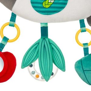 Jucarie senzoriala din plus Akuku Panda pentru caruciorpatutscaun auto, cu oglinda si zornaitoare, dimensiune 30x25 cm imagine