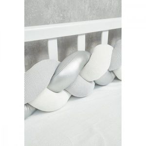 Protectie laterala impletita din catifea pentru patut Twins 240 cm gribej imagine