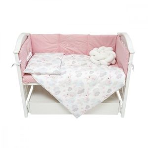 Set de lenjerie din bumbac cu 7 piese pentru patut Twins Fluffy Puffy albroz imagine