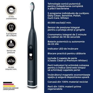 Periuta de dinti electrica sonica Midnight Ink Green Planet SC50 Beurer imagine