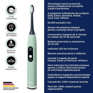 Periuta de dinti electrica sonica Peppermint Green Planet SC50 Beurer imagine