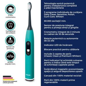 Periuta de dinti electrica sonica Ocean Breeze Green Planet SC50 Beurer imagine
