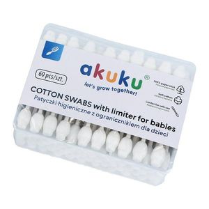 Betisoare de urechi Akuku 60 buc cu protectie pentru bebelusi si copii imagine