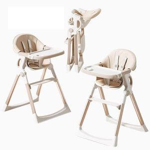 Scaun de masa ultrapliabil pentru bebelusi Little Mom, cu structura piramidala, design anti-ridicare, echipat cu roti, tavita si suport de picioare ajustabile, manere de sustinere, dimensiune 54 x 67 x 88 cm, Khaki imagine