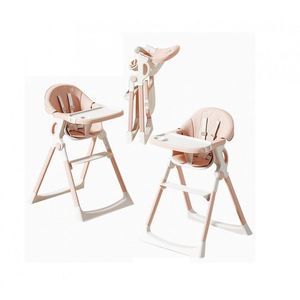 Scaun de masa ultrapliabil pentru bebelusi Little Mom, cu structura piramidala, design anti-ridicare, echipat cu roti, tavita si suport de picioare ajustabile, manere de sustinere, dimensiune 54 x 67 x 88 cm, Pink imagine