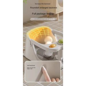 Scaunel de baie pentru bebelusi Little Mom AquaSafe Baby Seat Grey, cu termometru digital, bariera circulara 360, cu spatar ergonomic si pupitru de joaca incorporat, compatibilitate universala imagine