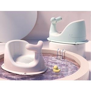 Scaunel de baie pentru bebelusi Little Mom Blue Whale, forma ergonomica, cu maner de sustinere si ventuze de fixare, dimensiune 32.6 x 25 x 18.3 cm imagine