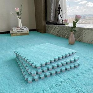 Covoras puzzle pufos 61.5x61.5x1.7 cm, spuma eva, set 2 piese culoare dark blue imagine