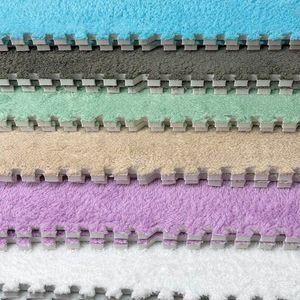 Covoras puzzle pufos 61.5x61.5x1.7 cm, spuma eva, set 2 piese culoare light coffee imagine