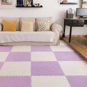 Covoras puzzle pufos 61.5x61.5x1.7 cm, spuma eva, set 2 piese culoare light purple imagine