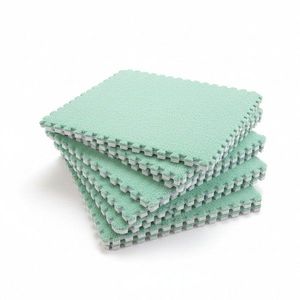 Covoras puzzle pufos 61.5x61.5x1.7 cm, spuma eva, set 2 piese culoare mint green imagine
