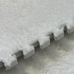 Covoras puzzle pufos 61.5x61.5x1.7 cm, spuma eva, set 2 piese culoare alb imagine