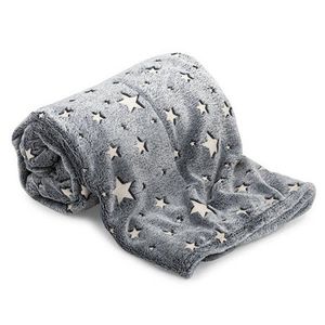 Patura fosforescenta 150x200 cm, stelute glow in the dark, moale si confortabila imagine