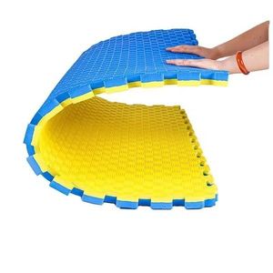 Covoras tip puzzle xxl, spuma eva, 100x100 cm, grosime 2 cm, antiderapant, galbenalbastru imagine