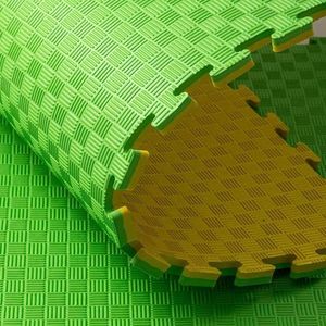 Covoras tip puzzle xxl, spuma eva, 100x100 cm, grosime 2 cm, antiderapant, galbenverde imagine