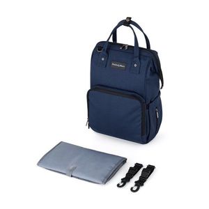Rucsac pentru mamici PetiteMars Jack cu 11 compartimente, buzunare termice si saltea de infasat 30x42x15 cm Albastru imagine