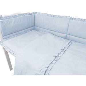 Lenjerie pentru patut cu 3 piese MimiNu Colectia Royal Blue cu volanase 120x60 cm imagine