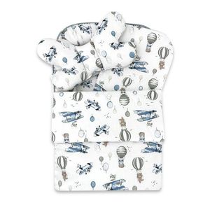 Set 4 in 1 cosulet pentru bebelusi MimiNu Baby Cocoon 75x55 cm Blue Plane imagine