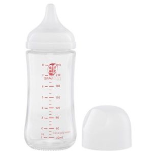 Biberon din sticla borosilicat 240 ml KidsCare cu tetina din silicon imagine