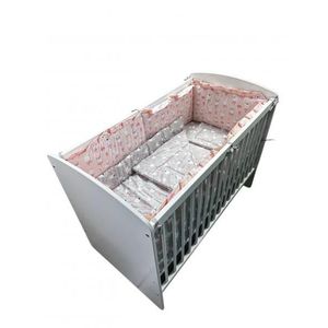 Lenjerie cu 5 piese pentru patut 120x60 cm Dancing Bunny Gray-Pink imagine