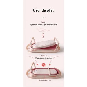 Set cadita pliabila 81 cm Beberoyal Roz cu termometru digital, dop de scurgere si suport textil universal imagine