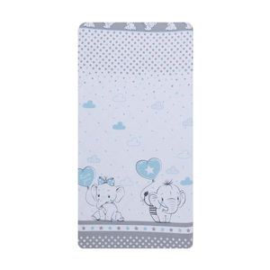 Set 2 cearceafuri din bumbac pentru saltea 120x60 cm Beberoyal Love Elephants Blue imagine