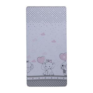 Set 2 cearceafuri din bumbac pentru saltea Beberoyal 120x60 cm Love Elephants Roz imagine