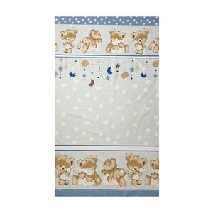 Set 2 cearceafuri din bumbac pentru saltea 120x60 cm Beberoyal BearsRabbit Albastru imagine