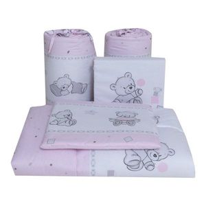 Lenjerie patut cu 5 piese 120x60 cm BearsToys Roz imagine