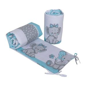 Set 2 aparatori laterale din bumbac pentru patut 120x60 cm Beberoyal ElephantsBirds Blue imagine