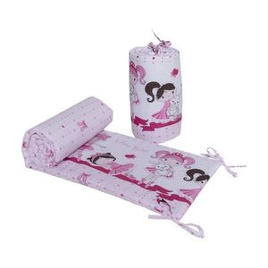 Set 2 aparatori laterale din bumbac pentru patut 120x60 cm Beberoyal Dancing Girls Roz imagine