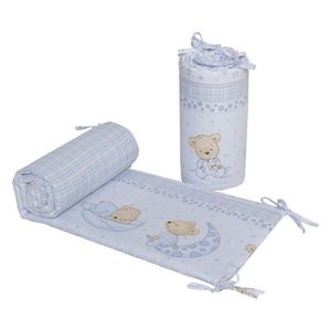 Set 2 aparatori laterale din bumbac pentru patut 120x60 cm Beberoyal Bear Dreams Alb imagine