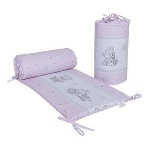 Set 2 aparatori laterale din bumbac pentru patut 120x60 cm Beberoyal BearsToys Roz imagine