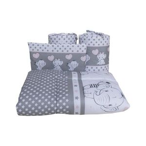 Lenjerie din bumbac cu 6 piese pentru saltea 120x60 cm Beberoyal Love Elephants Roz imagine