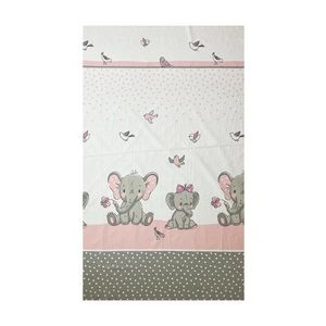 Lenjerie din bumbac cu 6 piese pentru saltea 120x60 cm Beberoyal ElefantBirds Roz imagine